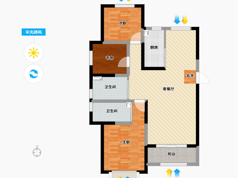 甘肃省-白银市-阳光国际-87.29-户型库-采光通风