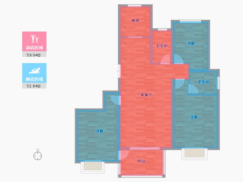 山东省-滨州市-西城华府-100.58-户型库-动静分区