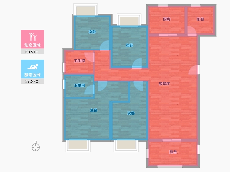 重庆-重庆市-龙湖.千山新屿-107.65-户型库-动静分区