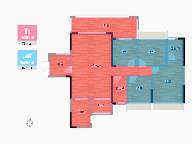 广东省-肇庆市-百盈花园-107.57-户型库-动静分区