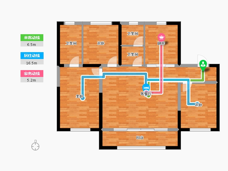 辽宁省-沈阳市-美的城-103.68-户型库-动静线