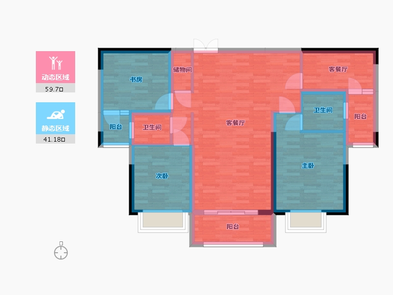 云南省-曲靖市-安厦名品里-89.42-户型库-动静分区