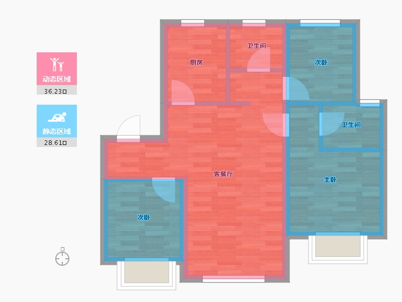 天津-天津市-书香里-57.40-户型库-动静分区