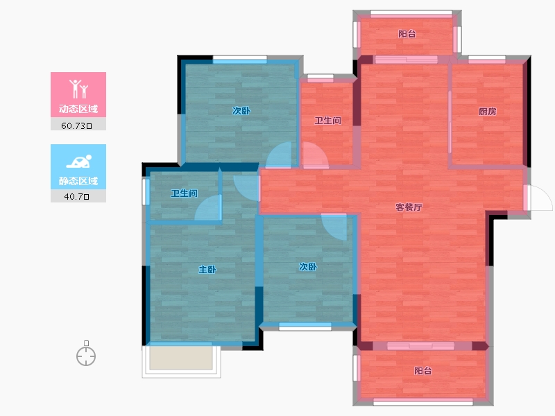 湖北省-孝感市-高新时代广场-90.87-户型库-动静分区