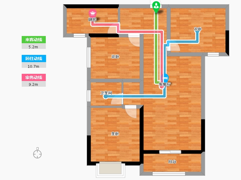 河南省-新乡市-玫瑰庄园-85.16-户型库-动静线