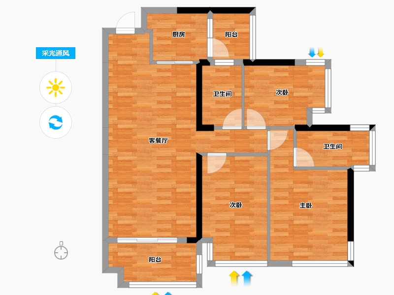 广西壮族自治区-南宁市-江南华府-87.94-户型库-采光通风