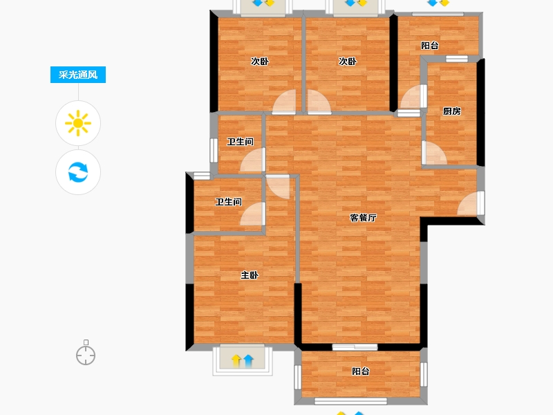 福建省-漳州市-御景山庄-92.88-户型库-采光通风