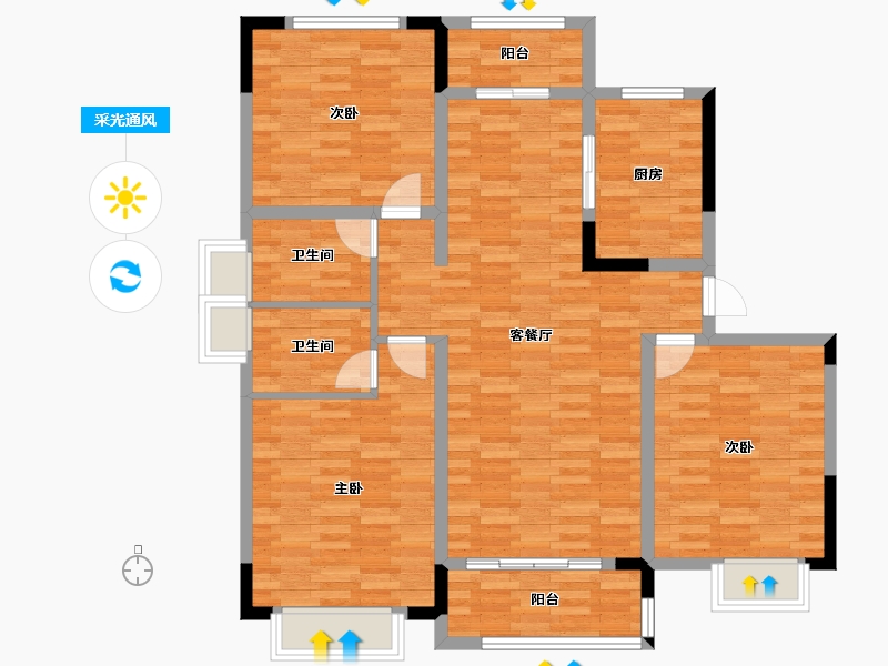 江苏省-徐州市-滨湖御景湾-109.36-户型库-采光通风