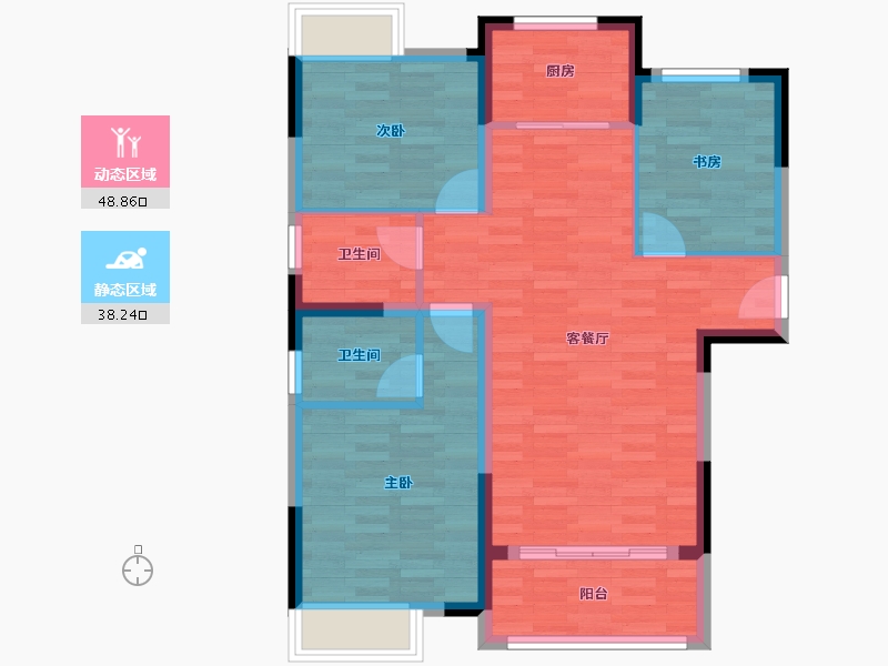 湖北省-武汉市-凤凰小城-78.08-户型库-动静分区