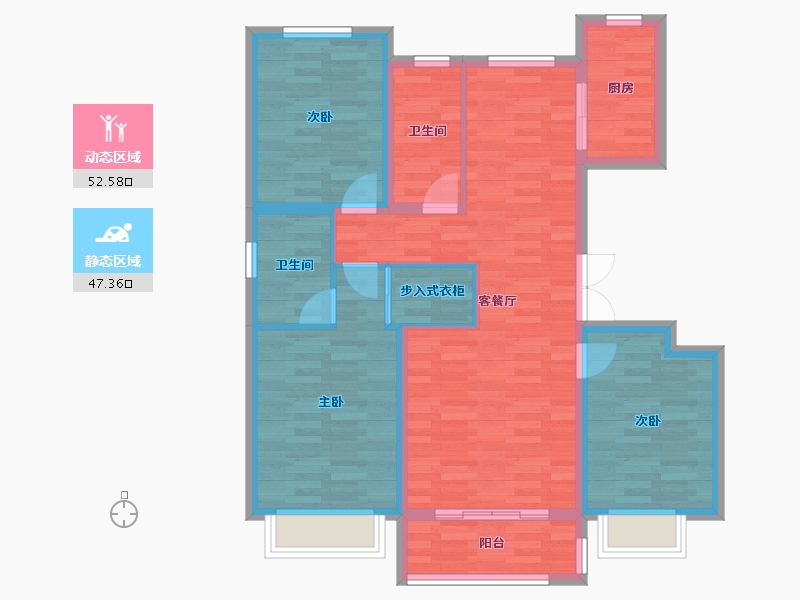 河北省-衡水市-金茂嘉园-89.23-户型库-动静分区