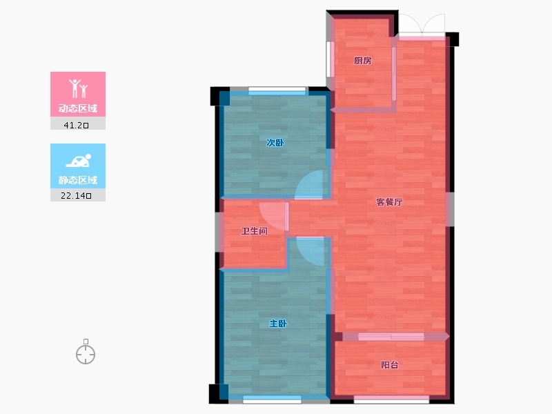 福建省-福州市-贵安贵尊苑-56.70-户型库-动静分区