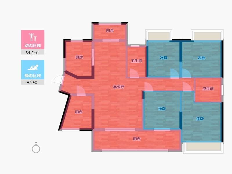 湖南省-长沙市-君悦阳光城-118.00-户型库-动静分区