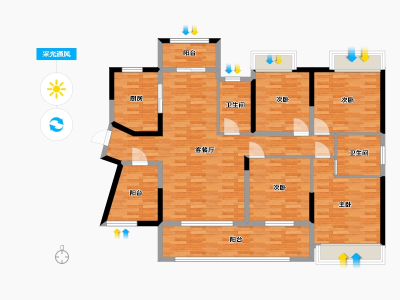 湖南省-长沙市-君悦阳光城-118.00-户型库-采光通风