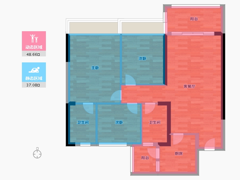 广东省-中山市-锦绣国际花城-76.42-户型库-动静分区