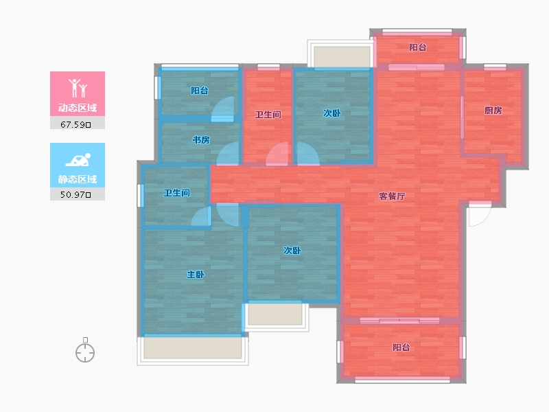 湖南省-衡阳市-御景东方-106.30-户型库-动静分区