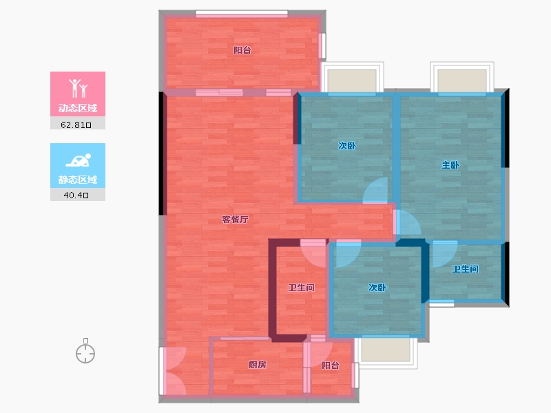 四川省-绵阳市-兴发孔雀公园-91.68-户型库-动静分区