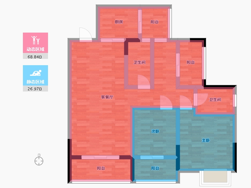 四川省-广元市-巴黎时光-83.91-户型库-动静分区