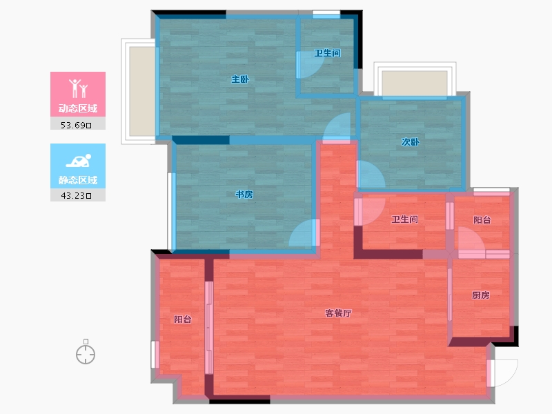 重庆-重庆市-铜梁区公园御府-85.41-户型库-动静分区