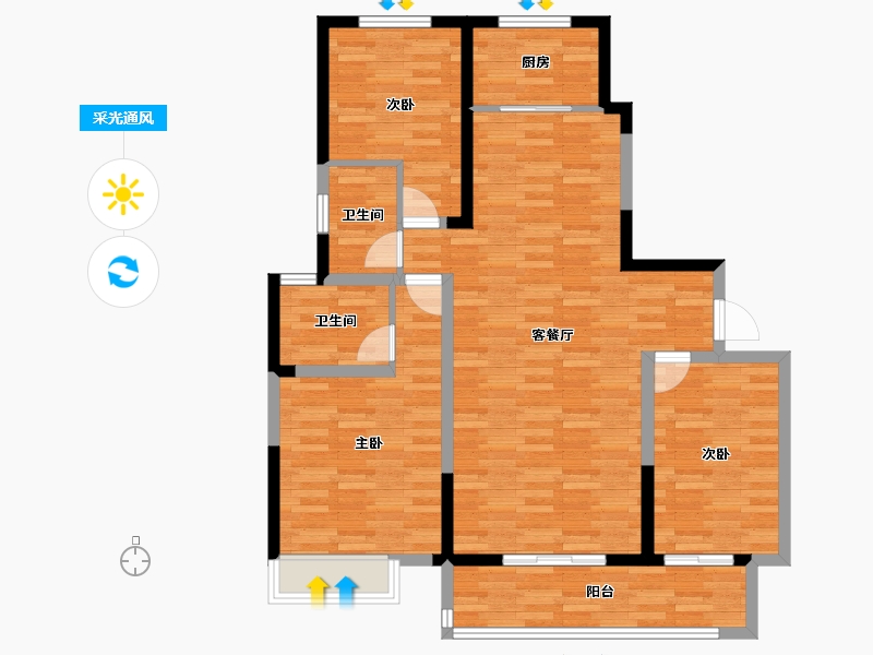 河南省-新乡市-延津建业春天里-101.50-户型库-采光通风