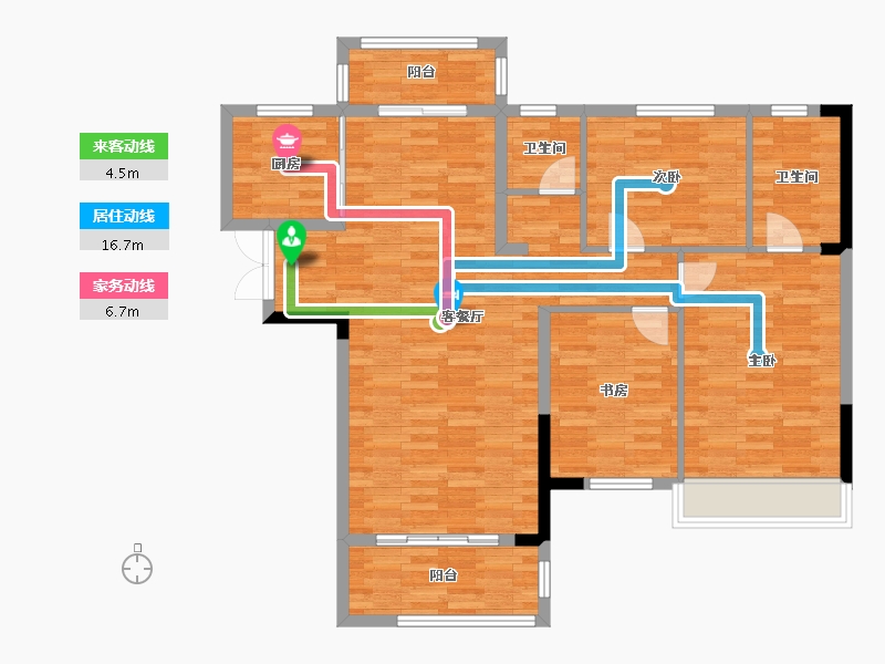 湖南省-长沙市-凯旋华府-105.99-户型库-动静线