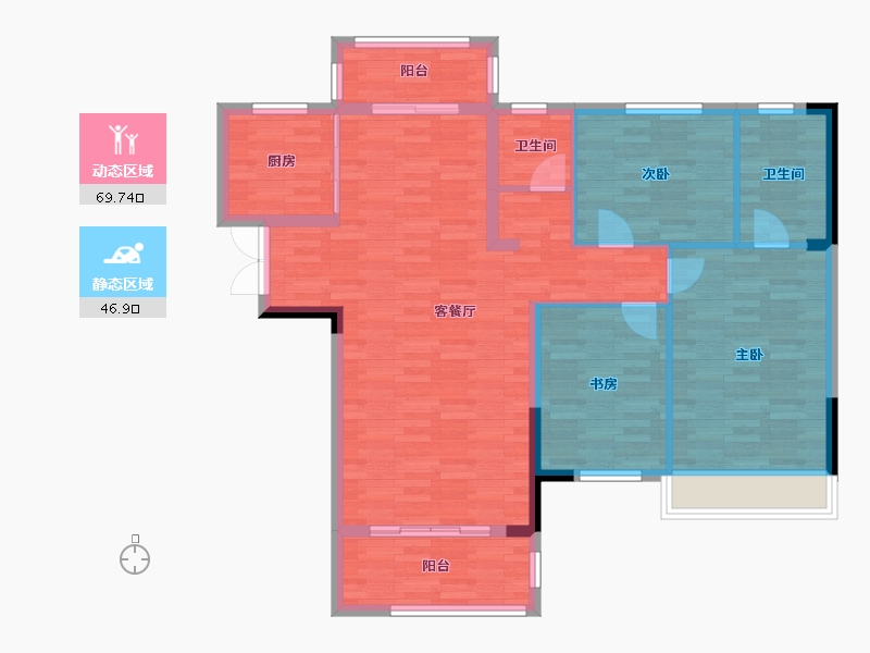 湖南省-长沙市-凯旋华府-105.99-户型库-动静分区