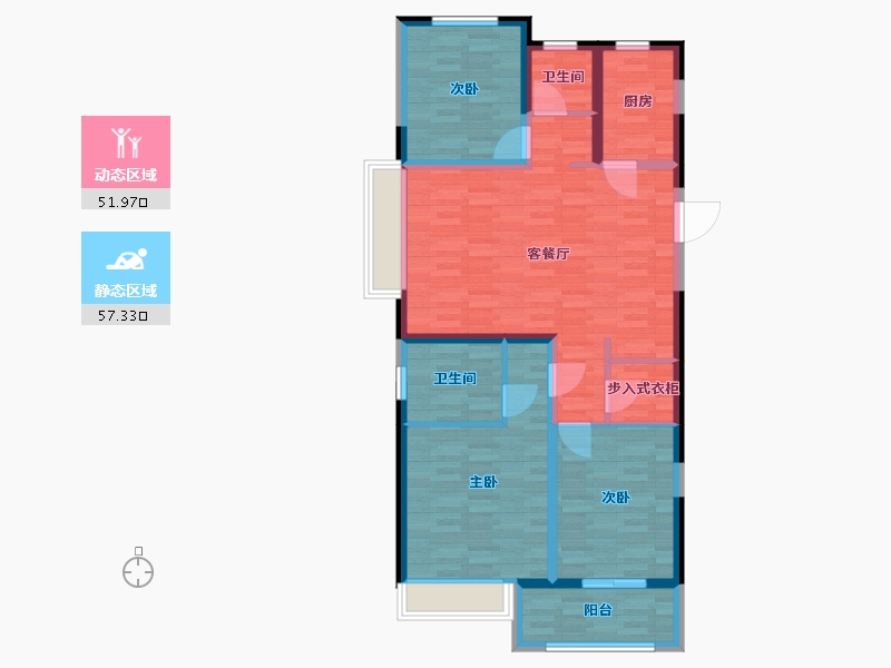 江苏省-徐州市-中梁国宾府-97.80-户型库-动静分区