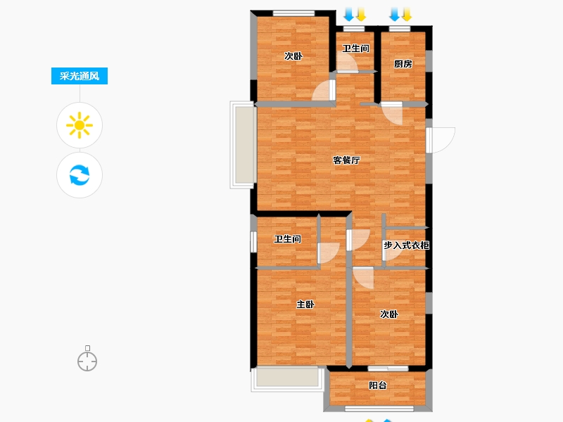 江苏省-徐州市-中梁国宾府-97.80-户型库-采光通风