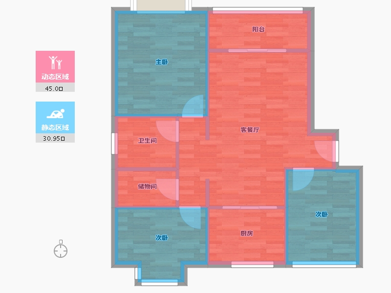 上海-上海市-雅鹿新苑三区-68.92-户型库-动静分区