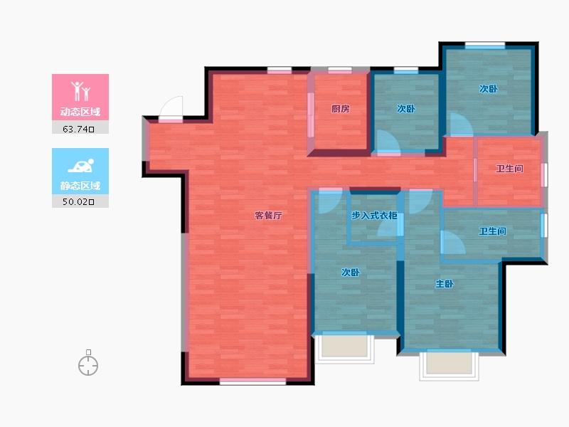 吉林省-长春市-高新君园-101.40-户型库-动静分区