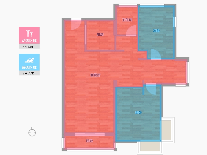 辽宁省-沈阳市-青城-71.00-户型库-动静分区