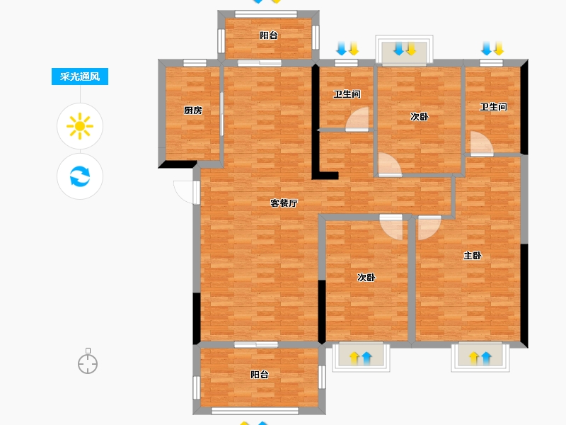 安徽省-阜阳市-新华学府庄园-120.00-户型库-采光通风