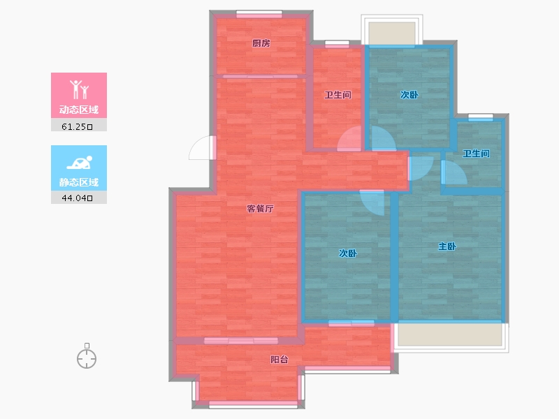 浙江省-绍兴市-国际华城-93.96-户型库-动静分区