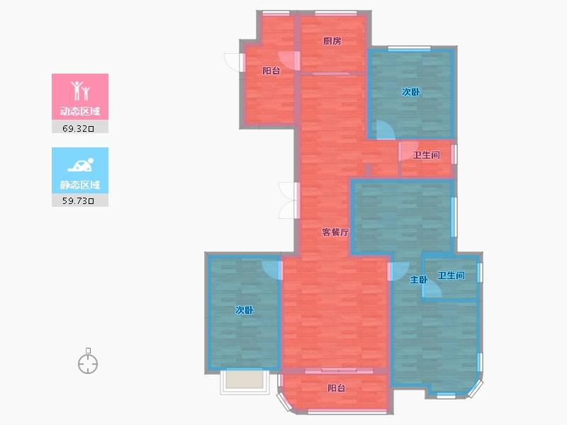 河北省-邯郸市-美的拉德芳斯-115.28-户型库-动静分区