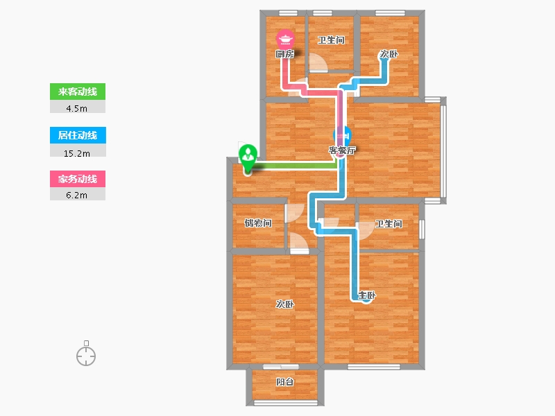 浙江省-嘉兴市-翰林楼-104.52-户型库-动静线