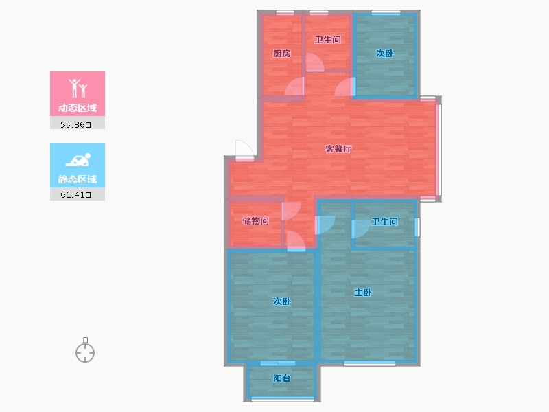 浙江省-嘉兴市-翰林楼-104.52-户型库-动静分区