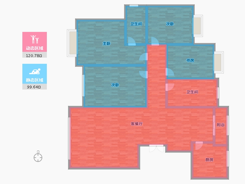 内蒙古自治区-鄂尔多斯市-万正明珠花园-200.00-户型库-动静分区