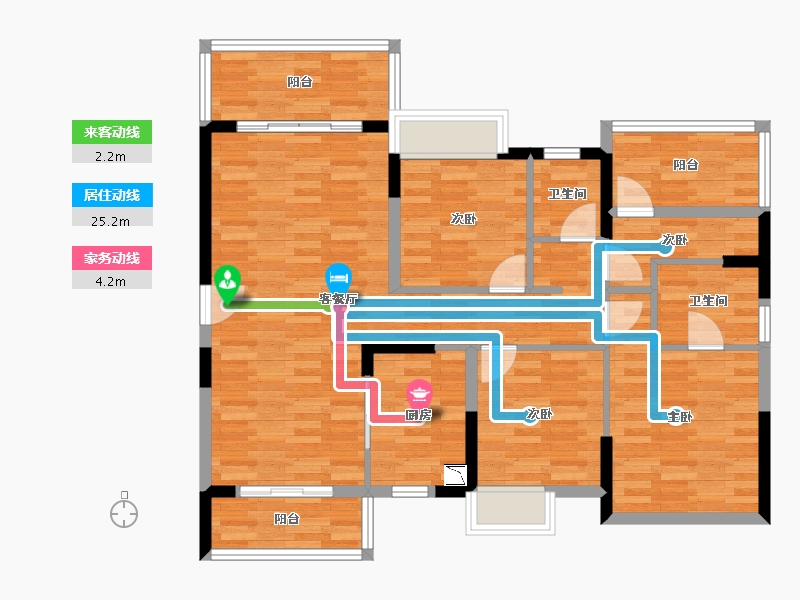 湖南省-衡阳市-美的梧桐桩园-100.08-户型库-动静线