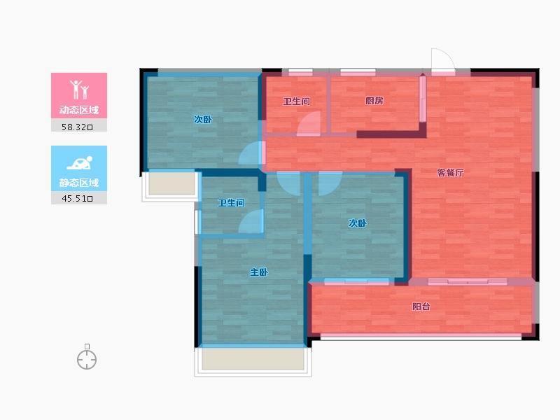 湖南省-长沙市-君悦阳光城-93.10-户型库-动静分区