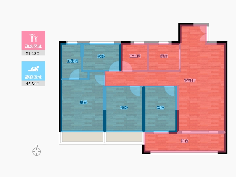 浙江省-温州市-公元里-90.52-户型库-动静分区