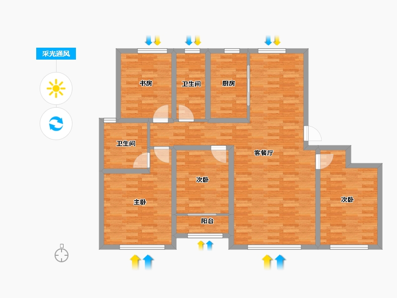 山东省-济宁市-融创济宁府-108.08-户型库-采光通风