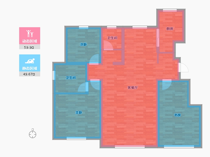 新疆维吾尔自治区-五家渠市-水岸香居-98.02-户型库-动静分区