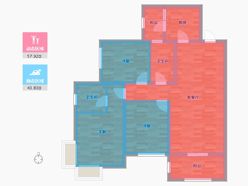 四川省-成都市-保利公园198拉斐云邸-90.20-户型库-动静分区