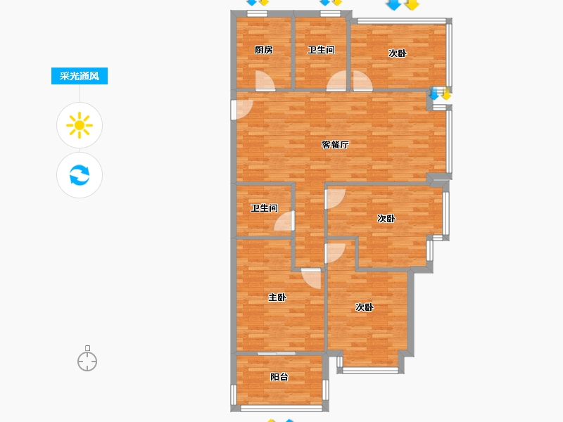 浙江省-杭州市-远洋香奈-104.28-户型库-采光通风