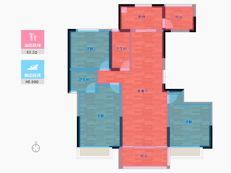 陕西省-宝鸡市-高新首府-100.18-户型库-动静分区