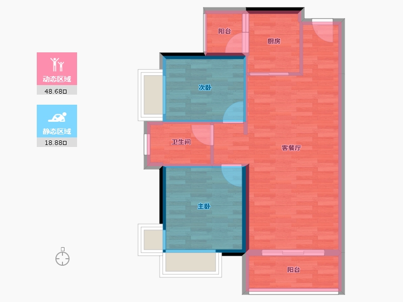 广东省-珠海市-惠景和园-60.67-户型库-动静分区