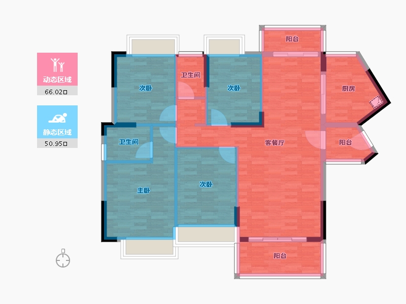 广东省-河源市-华南城十里东岸四期・绿卡-105.40-户型库-动静分区