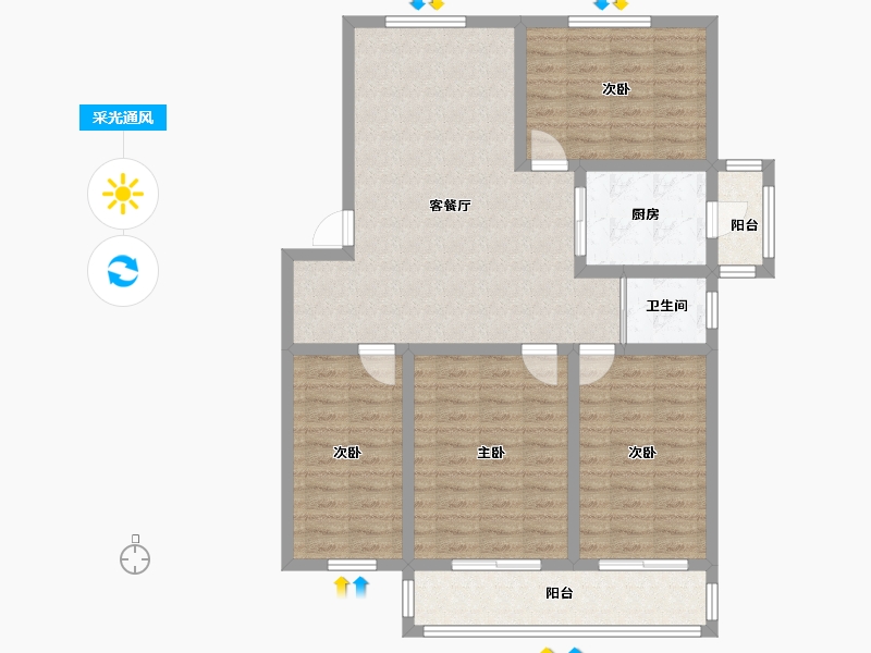 江苏省-南京市-腾飞园-104.14-户型库-采光通风