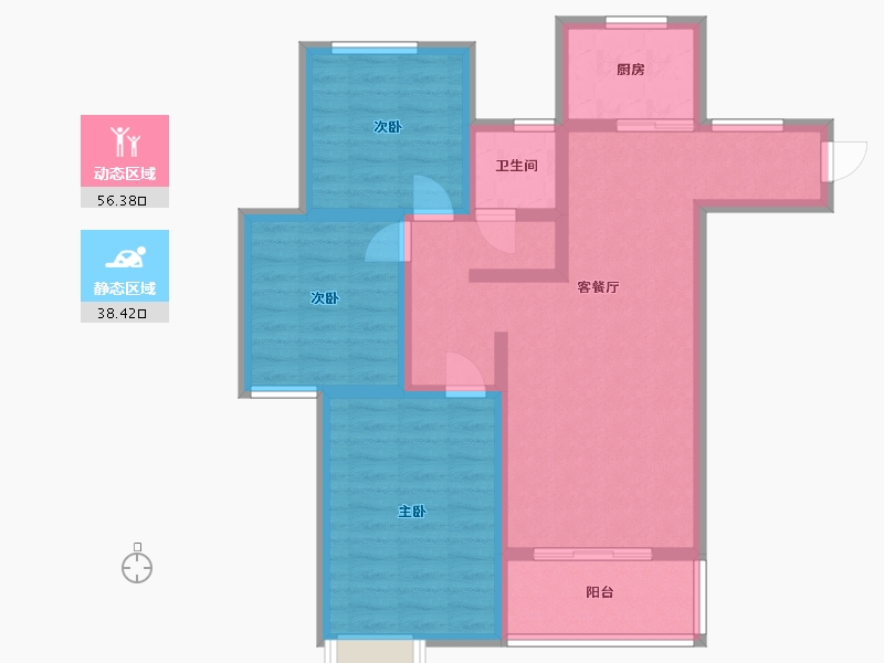 河南省-郑州市-荆胡村19号院-83.66-户型库-动静分区