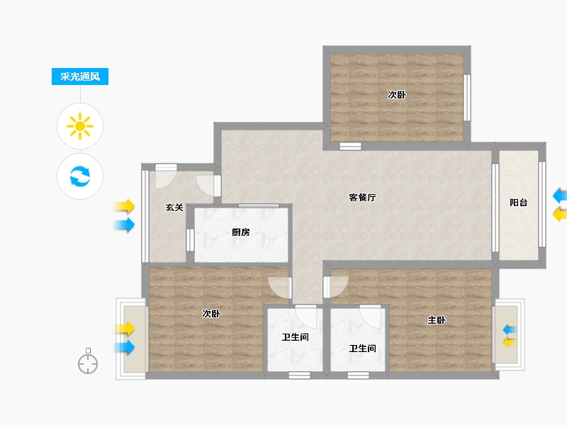 江苏省-淮安市-鼎泰沁园-100.00-户型库-采光通风