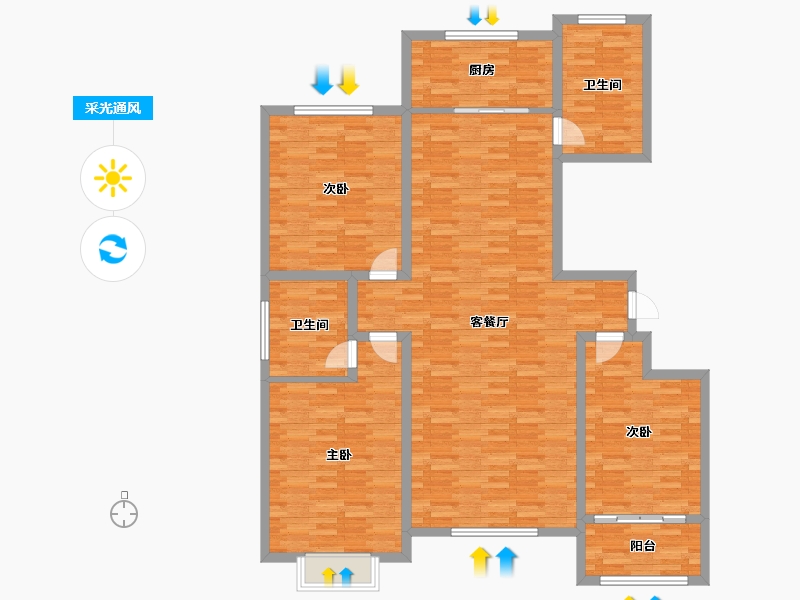 山东省-滨州市-乔新乐府-136.00-户型库-采光通风